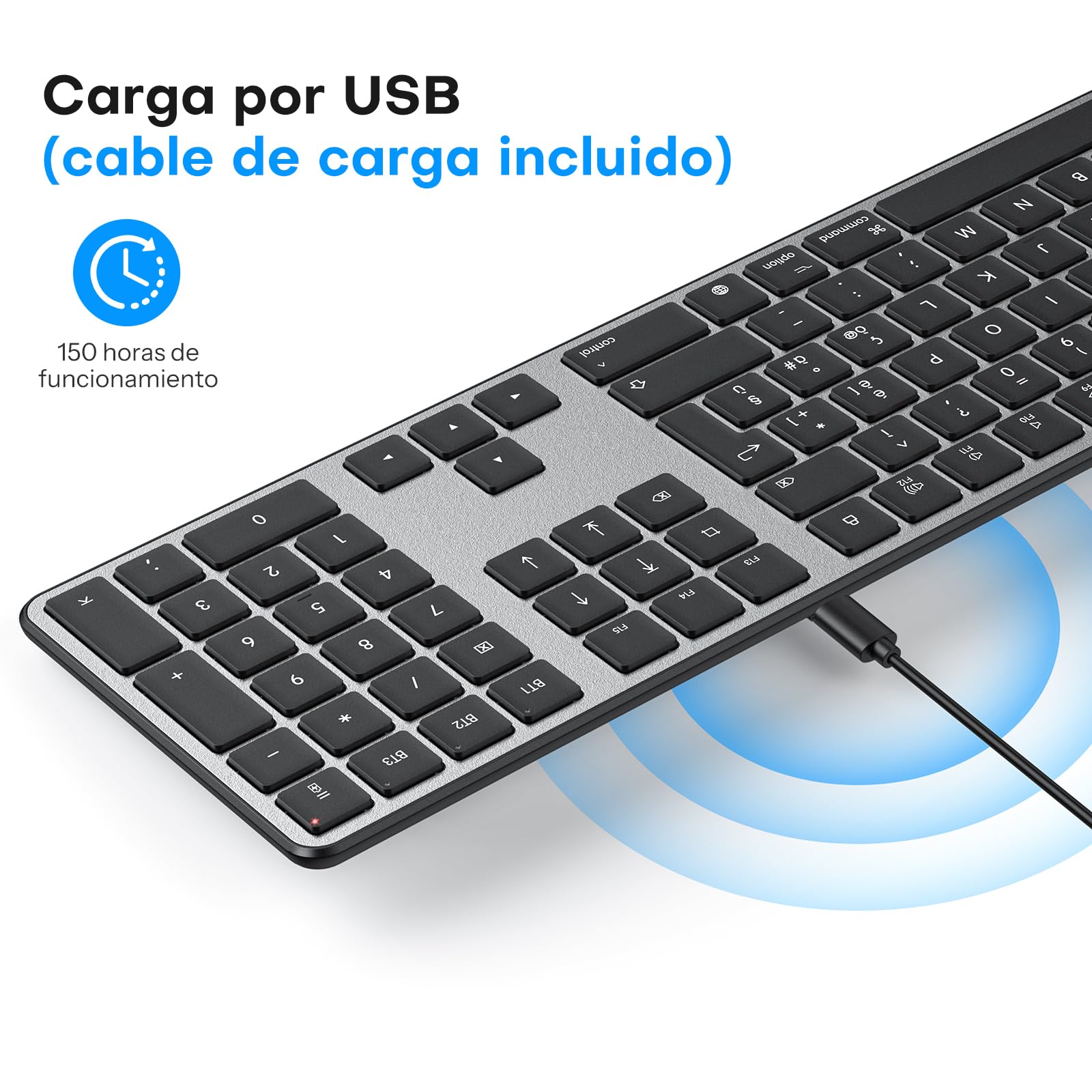 OMOTON inalámbrico Bluetooth Teclado y ratón para Mac (MacBook Air/MacBook Pro/iMac/iMac Pro),Teclado y ratón USB Recargables para Mac OS, con 3 Canales Bluetooth, Escritura silenciosa, QWERTY