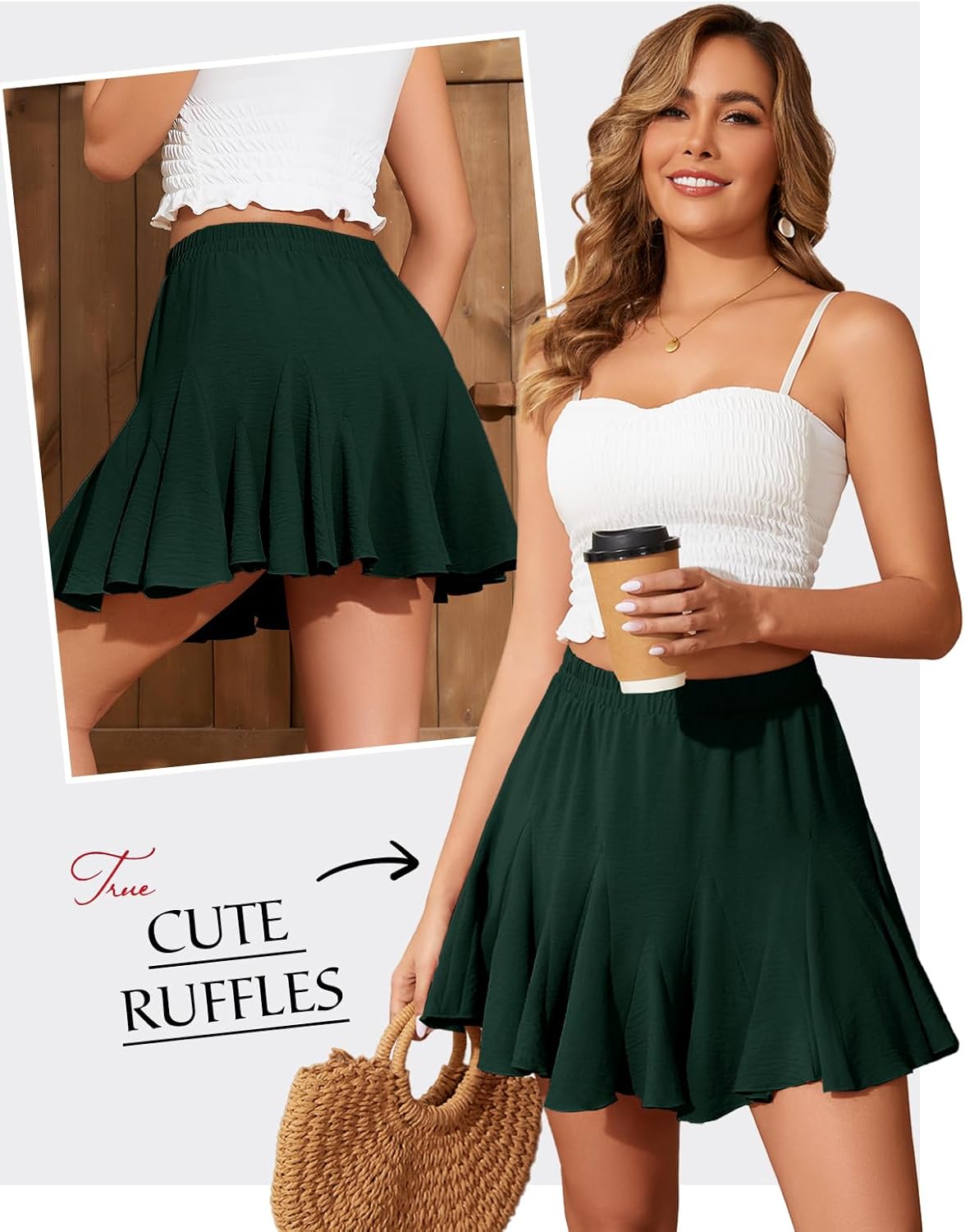 bridesmay Women's Pleated Mini Skirts with Shorts Y2K Flowy Ruffle Skater Skirt for Women Trendy 2026 - Image 2