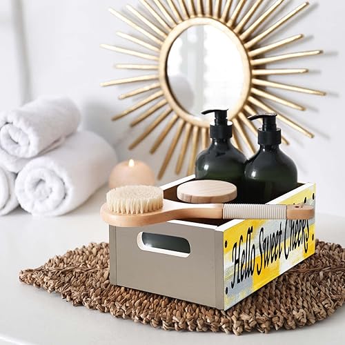 Miniatura 10 de Lnond Caja de decoración rústica para baño, cesta de almacenamiento para tanque de inodoro, cesta de almacenamiento de papel higiénico de madera con