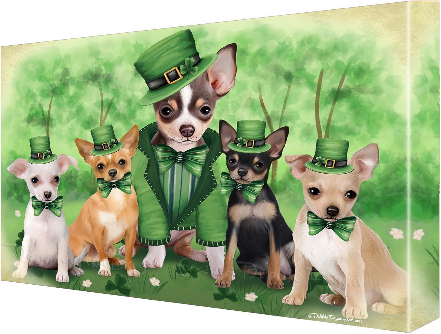 Doggie of the Day Irish Family with Chihuahua Dogs Canvas Wall Art - Premium Quality Ready to Hang Room Decor - Flat Rolled 8" x 10"