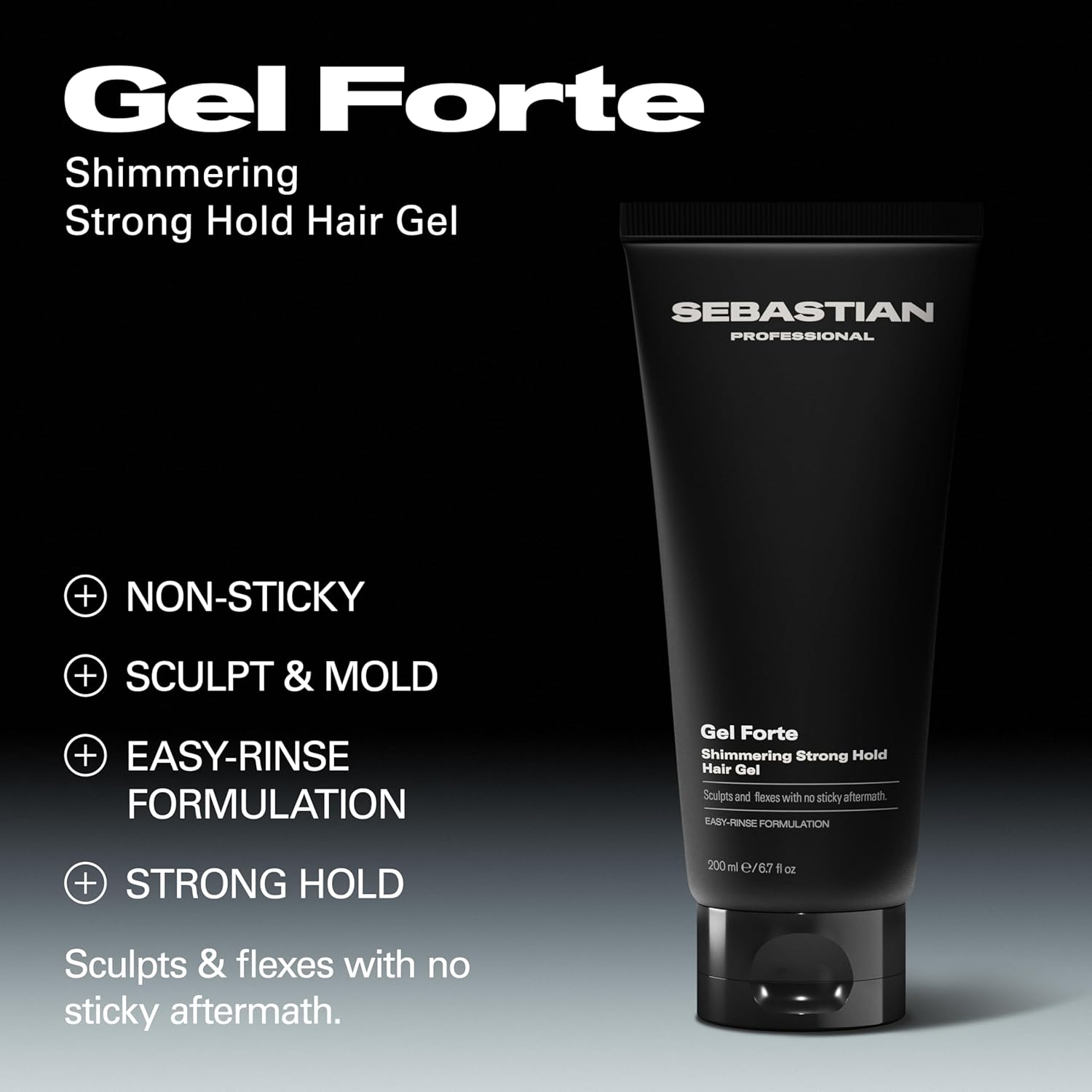 Sebastian Professional Gel Forte Strong-Hold Hair Styling Gel | Enhance Shine & Non-Sticky Formula | 6.7 fl oz