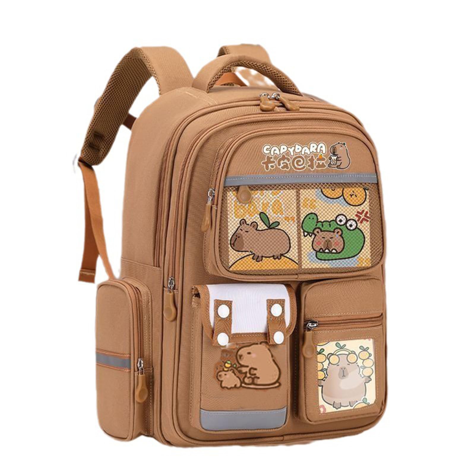 preptep Cute Capybara Backpack with Pins Ita Bag Kawaii Cartoon Large Capacity Stylish Mochila De Capybara-picture-49