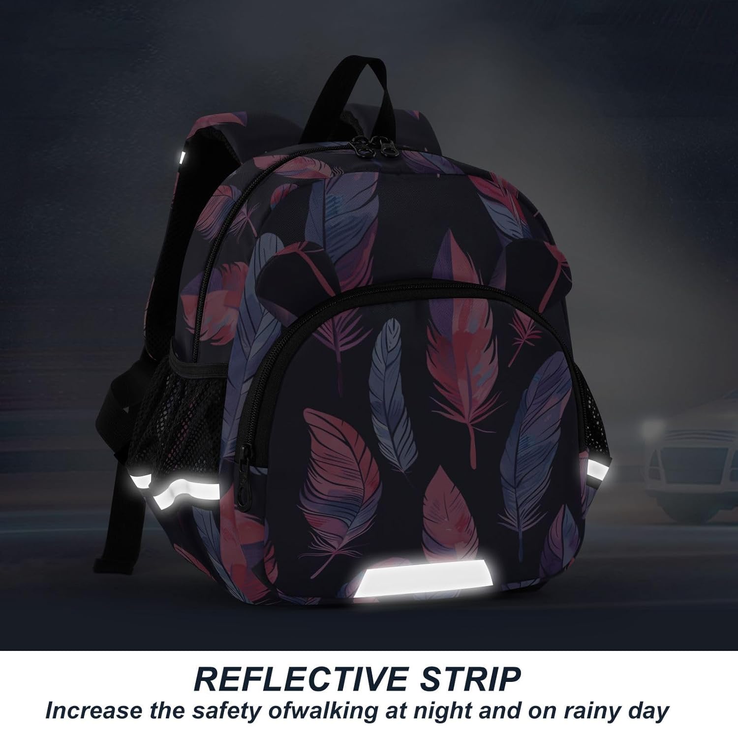 Watercolor Feather Toddler Harness Backpack for Boys Girls 3-6 Years Kids Backpack with Anti Lost Safety Leash Baby Travel Bag for Walking Travel Preschool
