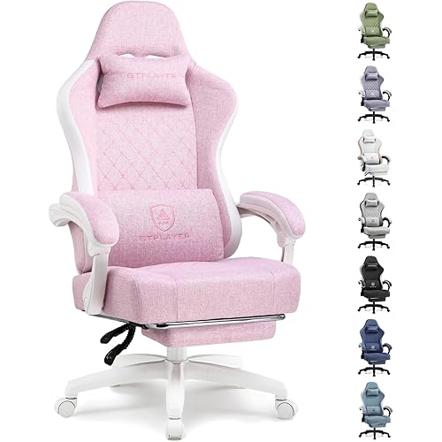 GTPLAYER Gaming Chair, Computer Office Chair with Pocket Spring Cushion, Linkage Armrests and Footrest, High Back Ergonomic Computer Chair with Lumbar Support Task Chair with Footrest