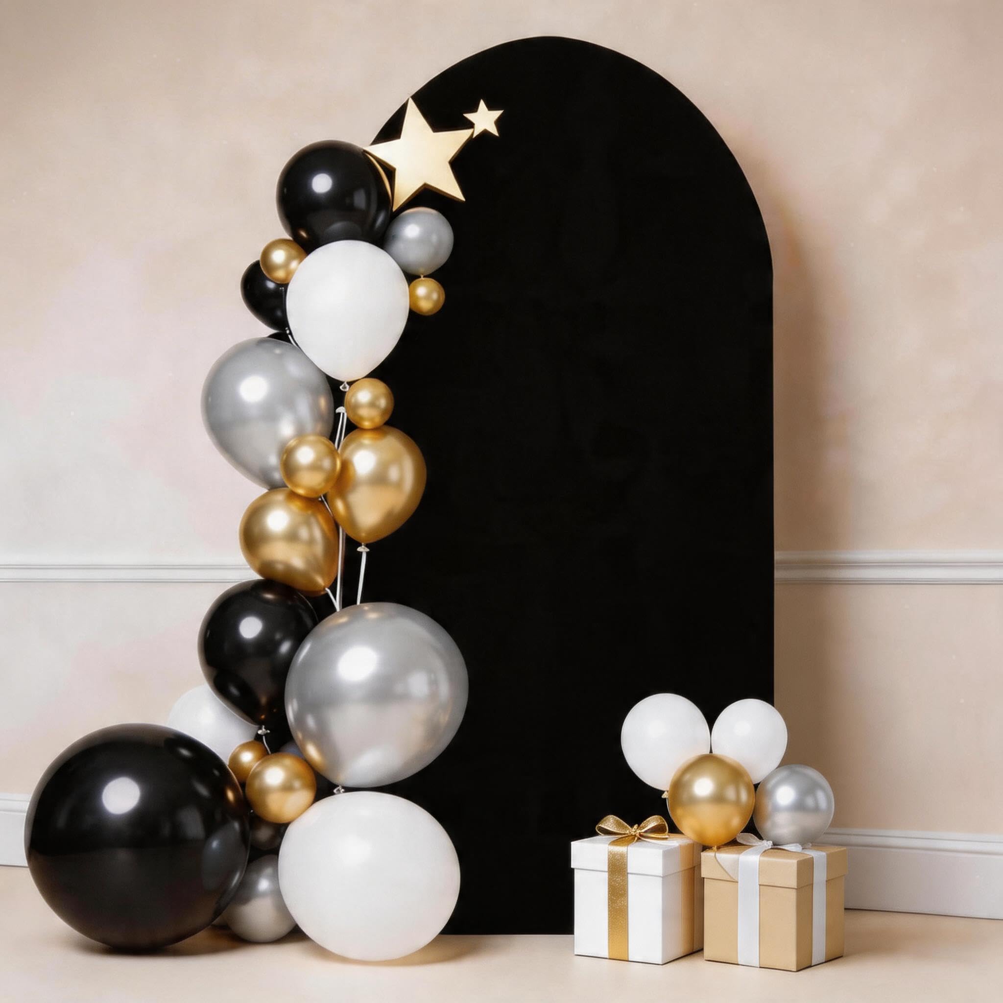 7.2 FT Black Arch Backdrop Cover - SINSSOWL Spandex Arch Cover Fitted Wedding Arch Backdrop Covers for Reception Bridal Shower Birthday Party