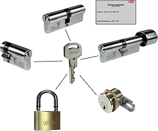 BKS Schließanlage mit Sicherungskarte | System Nuvius SLX | Profilzylinder | Halbzylinder | Knaufzylinder | gleichschließend frei kombinierbar (1x Zusätzlicher Schlüssel, 1x Zusätzlicher Schlüssel)