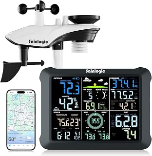 Sainlogic WiFi Smart Weather Station SA9 with 24H/ 7Days Accurate Weather Forecast by Weatherseed® AI, 8.5" Large Display,UV,Sun Light,Rain Gauge,Wind Gauge,2-Year Data Storage & Export(Only 2.4G)
