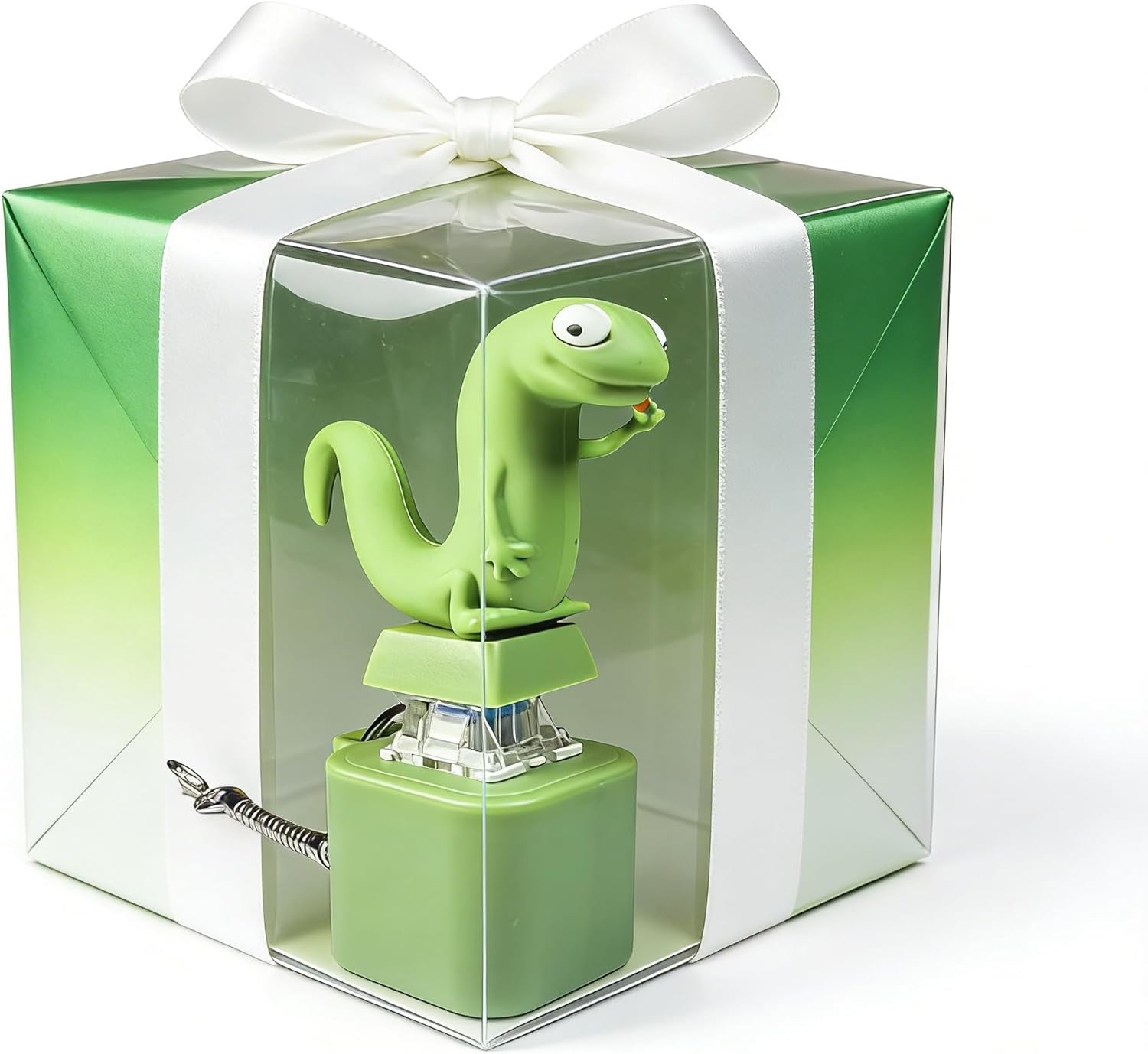 Lizard Button Keychain with Sound & Light - Rechargeable Fidget Toy for Stress Relief, Funny Keyboard Pendant, Interactive Anti-Stress Toy Gift for Children and Adults (3)