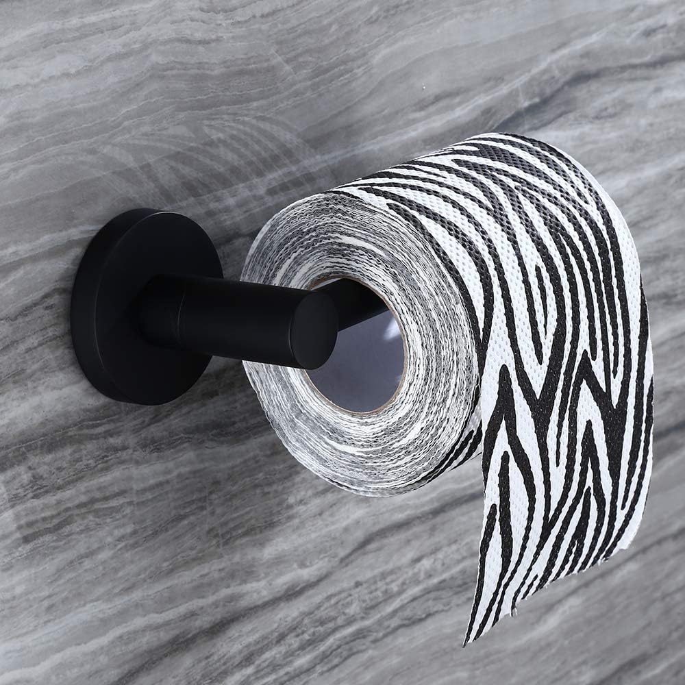 4-Piece Bathroom Hardware Set Black Wall Mounted, Robe Hook, Wall Toilet Paper Holder, Towel Ring, Adjustable Towel Bar(18’’-24’’),Bathroom Accessories Black Painted