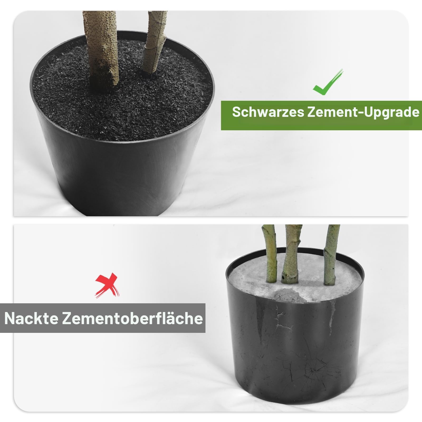 Dracaena Künstlicher Baum 150cm Künstliche Pflanzen Dracaena Kunstpflanzen Groß mit Schwarz Pflanzer Kunstpflanzen wie echt für Drinnen Haus Wohnzimmer Dekoration Schlafzimmer Büro (1 Stück)