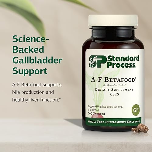 Miniatura 3 de Standard Process A-F Betafood - Soporte hepático sin gluten metabolismo del colesterol y suplemento de apoyo de la vesícula biliar con vitamina A