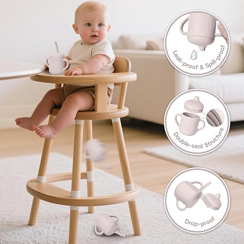 Miniatura 4 de Vasos de silicona para bebés, vaso con popote de silicona inastillable, vasos para niños pequeños de 1 a 3 años, taza abierta para bebé, 6 meses en