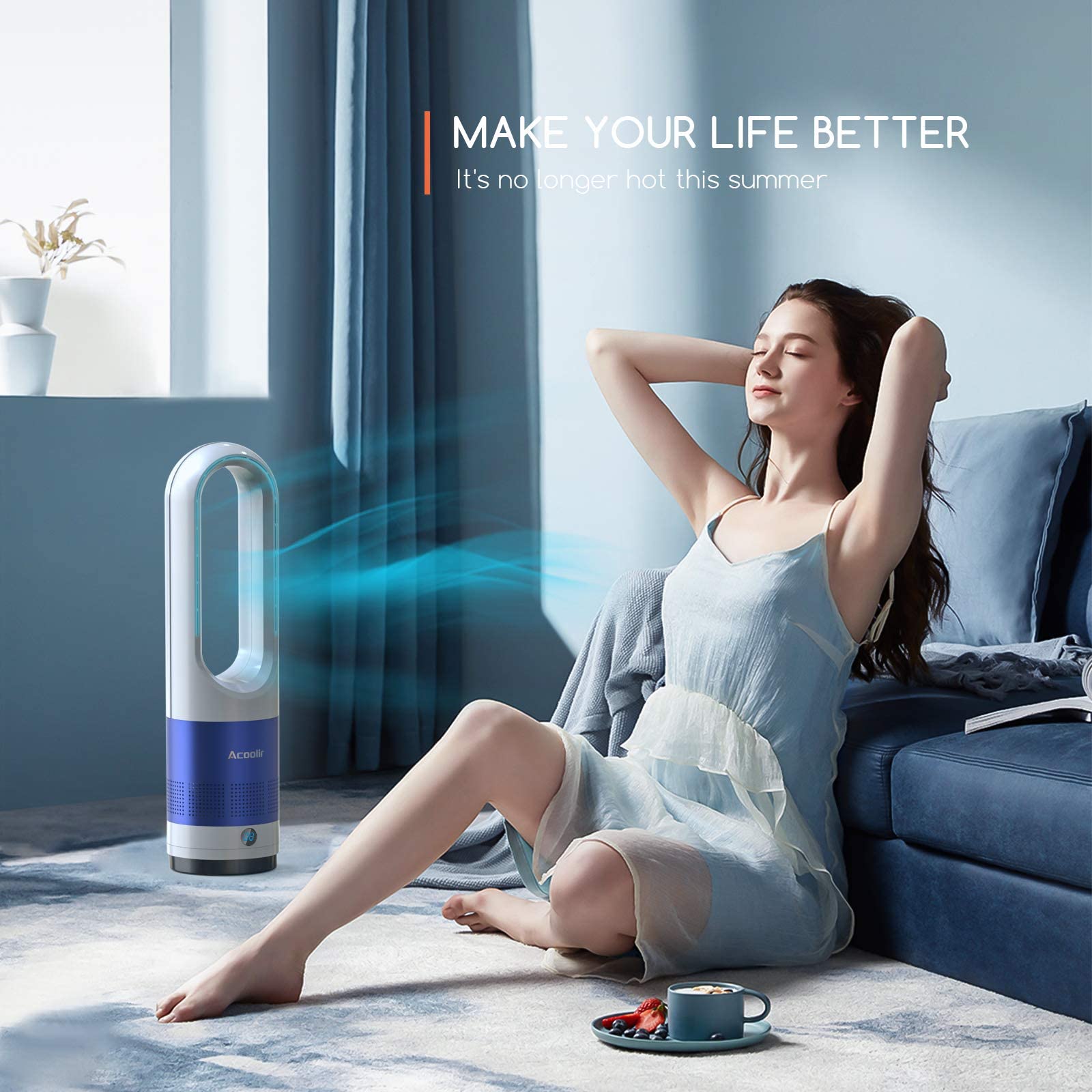 Buy Tower Fan, Bladeless Cooling Fan with Remote, 8 Speeds, 80