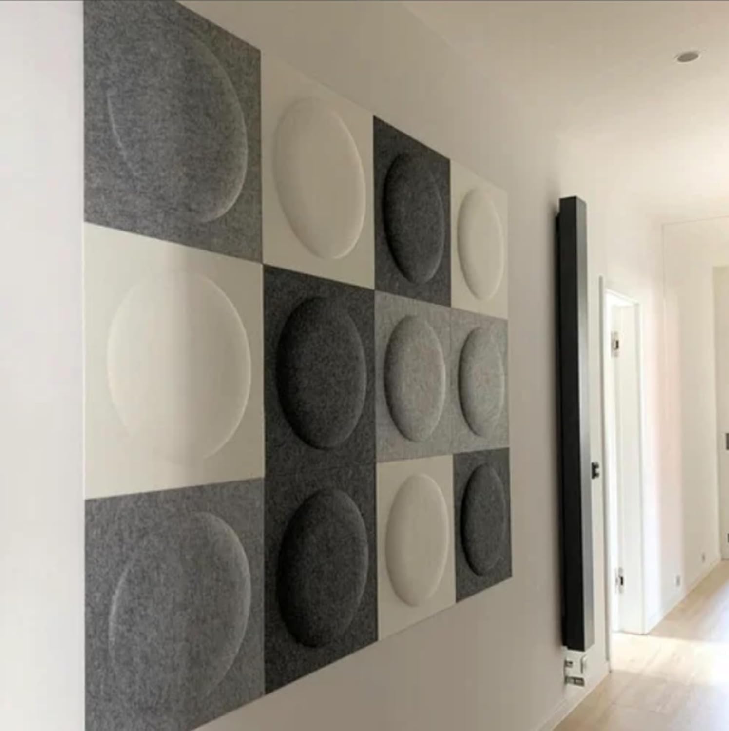 Acoustical 3D Wall Panels, 12 Pack 12''x12'' Circle Art Acoustic Panels for Interior Wall Decor, Decorative Acoustic Panels, Acoustic Wall Panels, Sound Absorbing Wall 3D Art (Dark Gray,)