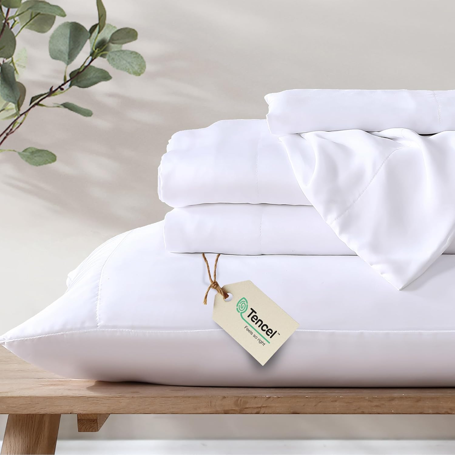 100% Eucalyptus Tencel Lyocell Sheet Set, Silky Soft & Smooth Cooling Sheets for All-Season, Sustainably Made, Moisture-Wicking, Hypoallergenic - Queen