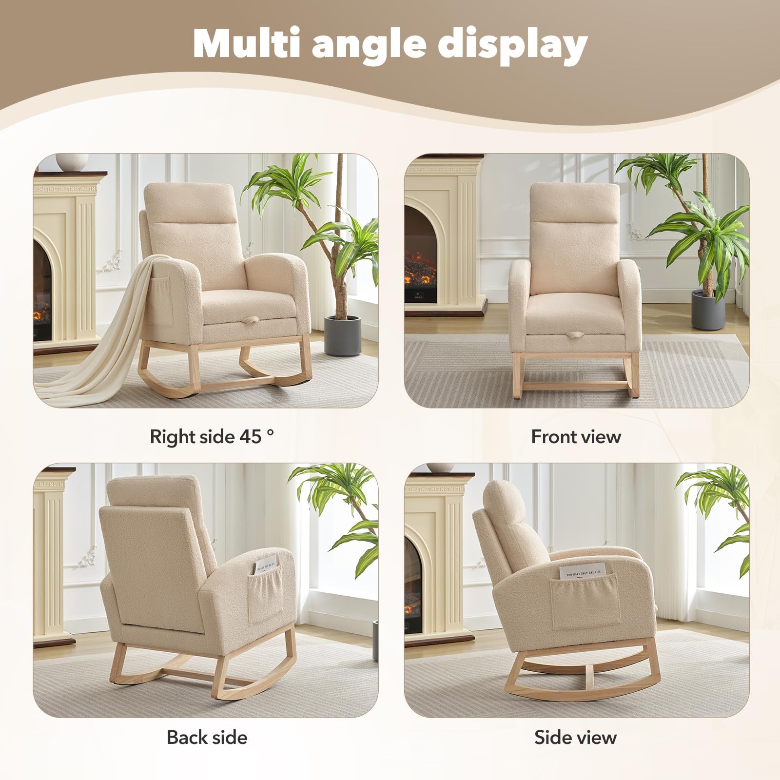 Sillas mecedoras de Lactancia con reposapiés, sillas mecedoras con Respaldo Alto, sillón tapizado con Base de Madera Maciza para el salón, el Dormitorio y la habitación del bebé
