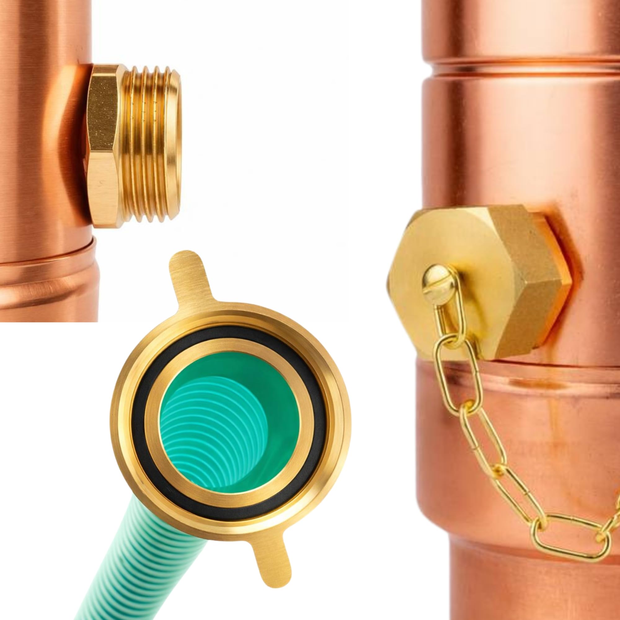 Regenwassersammler aus Kupfer mit Schlauchanschluß in Größe 100 mm für das Fallrohr Dichtheit und effizienter Betrieb des Rinnensystems Wassersammler für Regentonnen