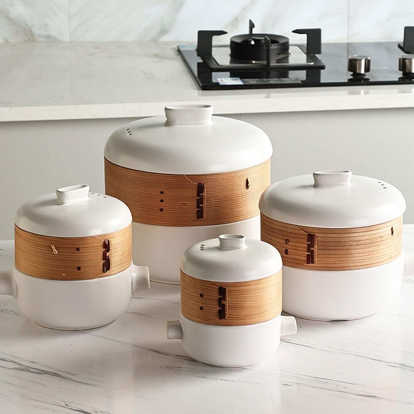 Ceramiczny garnek hotelowy Gliniany garnek parowy z nieprzywierającą powłoką z szufladką Wielowarstwowy, żaroodporny garnek do zupy i gulaszu do użytku hotelowego i domowego,Black,1.5L