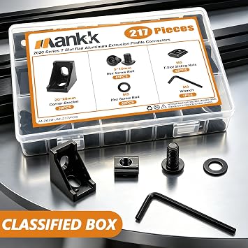 mankk 30 Set 2020 Series T Slot Rail Aluminum Extrusion Profile Connectors,2028 Corner Bracket with T-Slot Sliding Nuts and M5 Hex Screw Bolt for Aluminum Rail Accessories