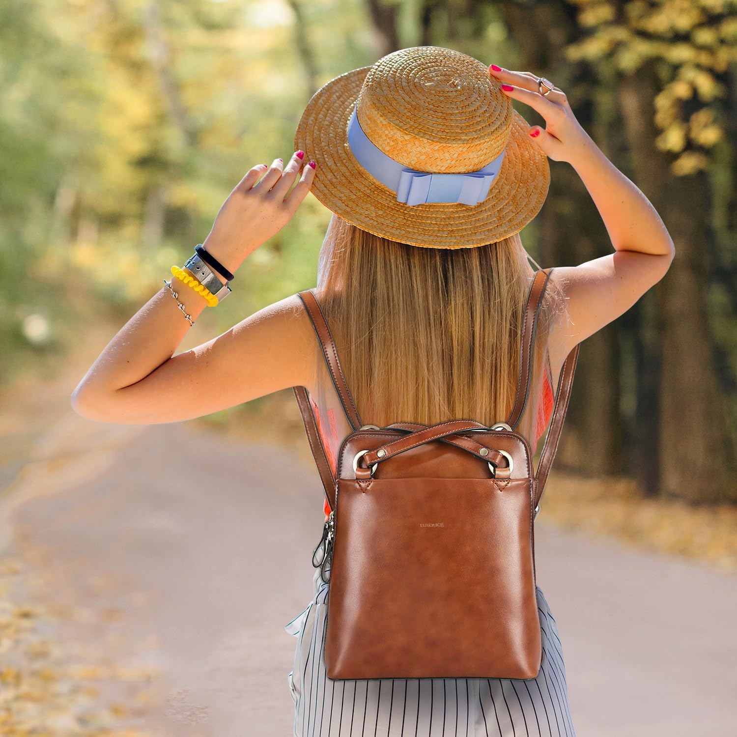 Banuce Leather Convertible Backpack Purse for Women Small Shoulder Bag for 9.7 inch iPad with Ajustable Strap Lightweight Vintage Brown - Image 2