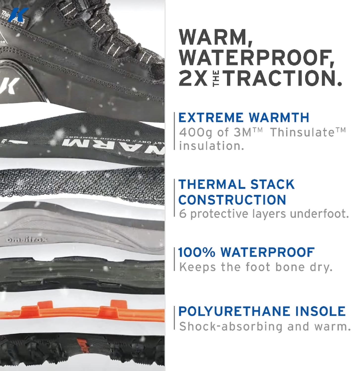 Korkers メンズ スノーマゲドン 400g 防水冬用ブーツ