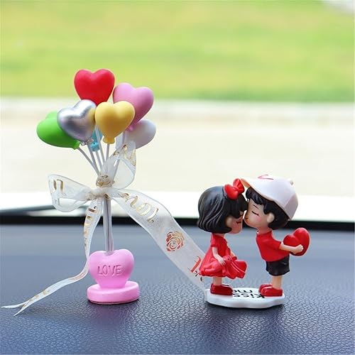 Miniatura 9 de Lindos adornos de coche para parejas, dibujos animados, decoraciones de tablero (1 par + globo 05)