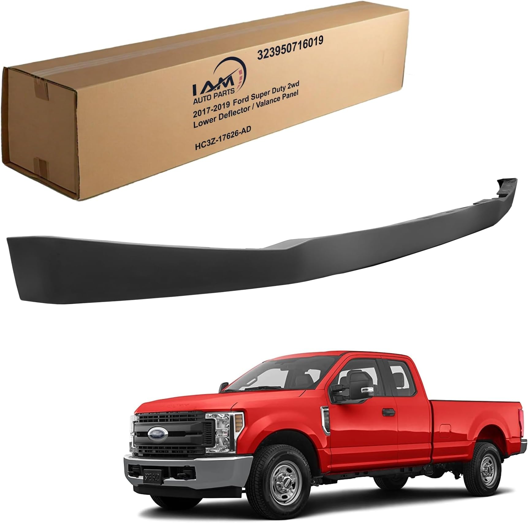 IAMAUTO 16019 Front Lower Air Deflector Valance Panel Black 2WD for 2017 2018 2019 Ford Super Duty (Will NOT Fit 2020-2022)