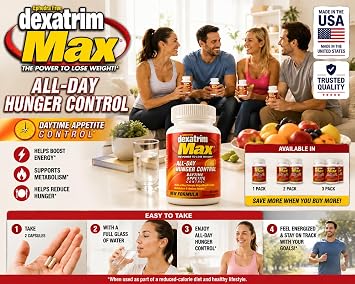 ILIOS Dexatrim Max Daytime Appetite Control Appetite Suppressant & Weight Loss Supplement for Men and Women Helps Support Energy & Metabolism 60 Capsules Packaging