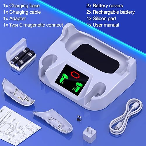 Miniatura 6 de Base de carga VR para Meta Quest 2Oculus Quest 2, estación de carga VR para auriculares y controlador VR, base de carga con 2 baterías recargables,