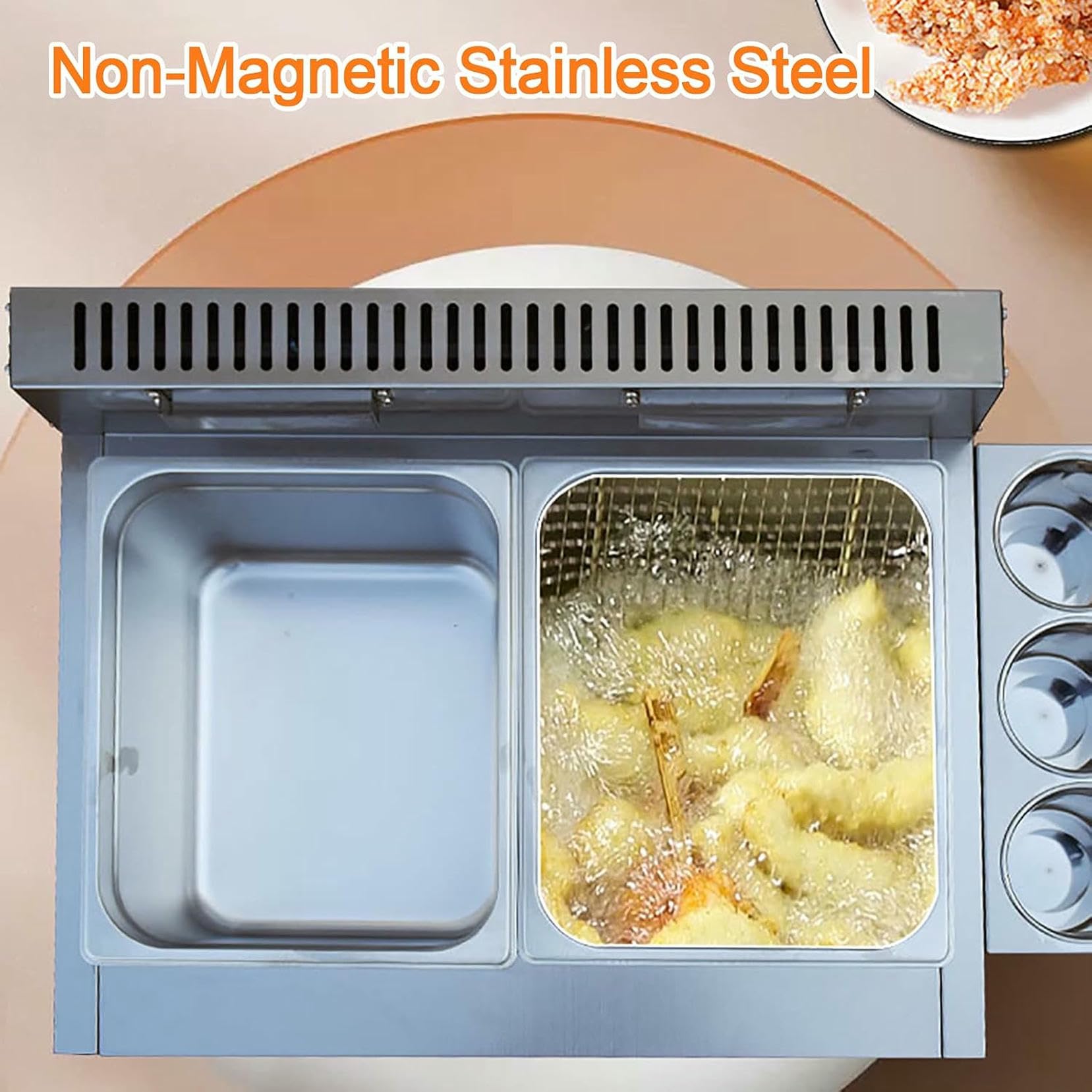 Freidora de Gas Comercial, ollas Oden de Nueve Rejillas, Cocina de Exterior de Acero Inoxidable con Caja de Especias, freidora de Pollo para Papas Fritas, Restaurante, Cocina caser~/