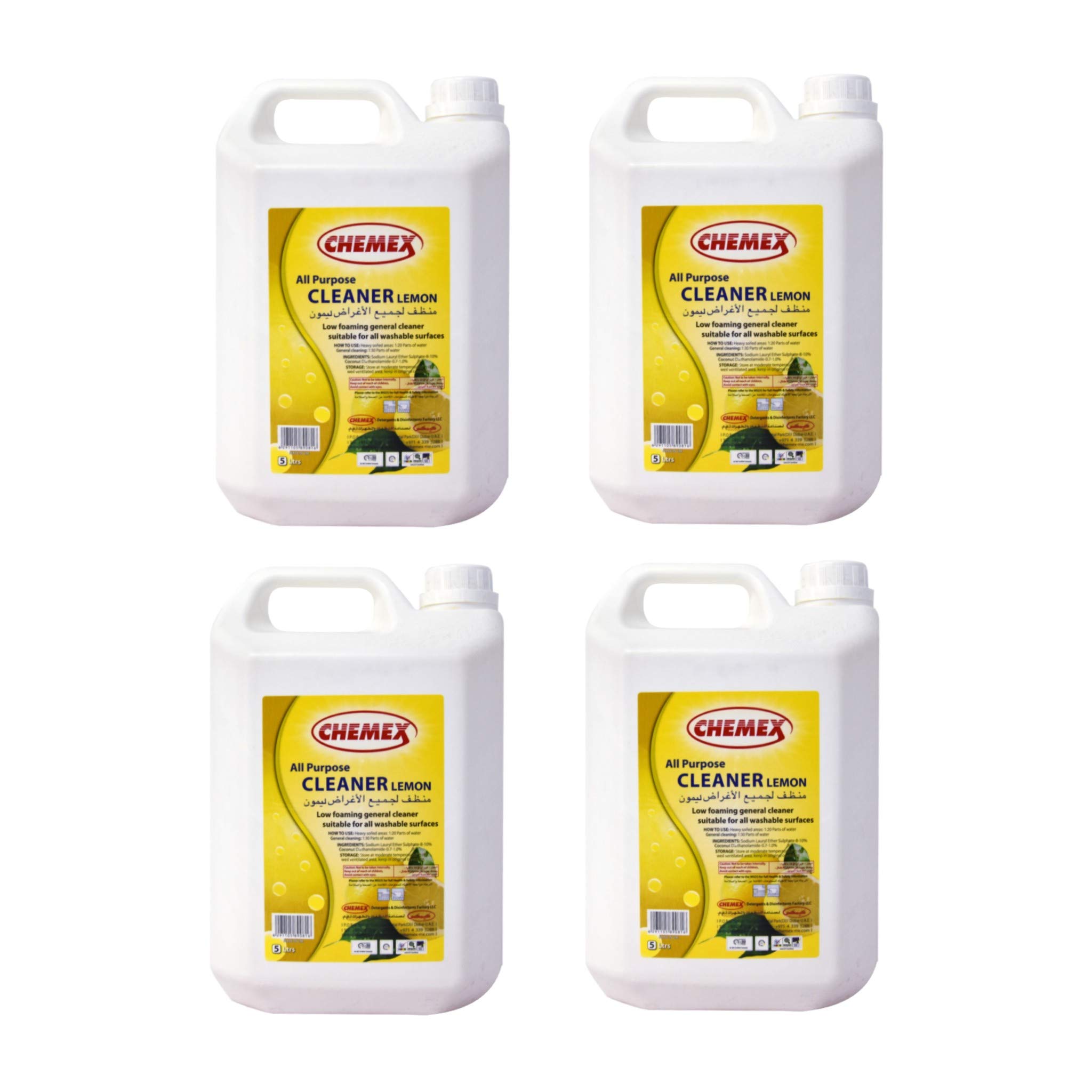 All Purpose Cleaner, Lemon, Low Foaming General Cleaner Suitable for all washable surfaces 5L (Pack of 4)
