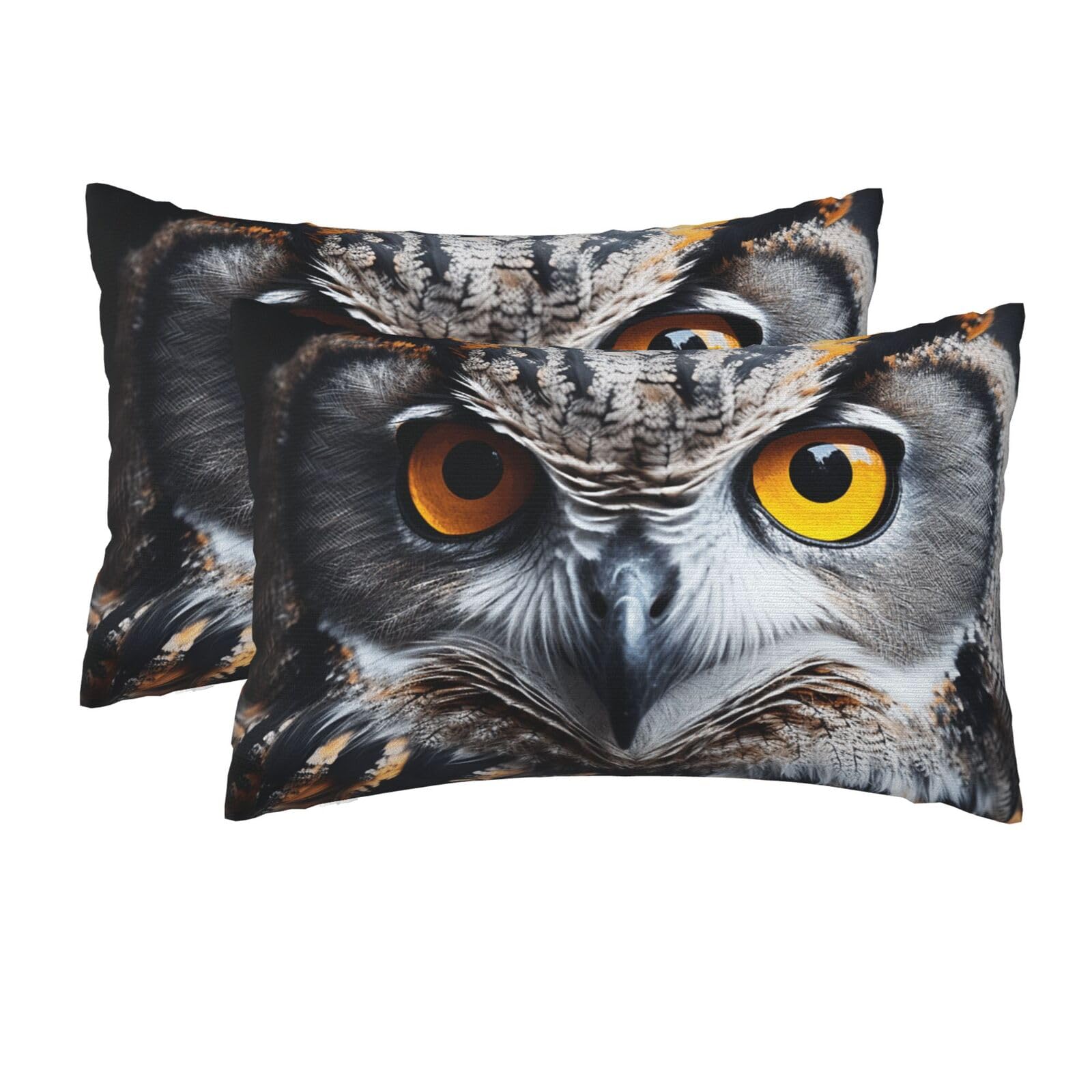 2 Pack Queen Pillow Cases with Hidden Zipper, Soft Breathable Pillow Covers for Hair and Skin, Owl Head Portrait Pillowcases 20"x30" Bed Pillow Protectors Cover for Sleeping Gifts