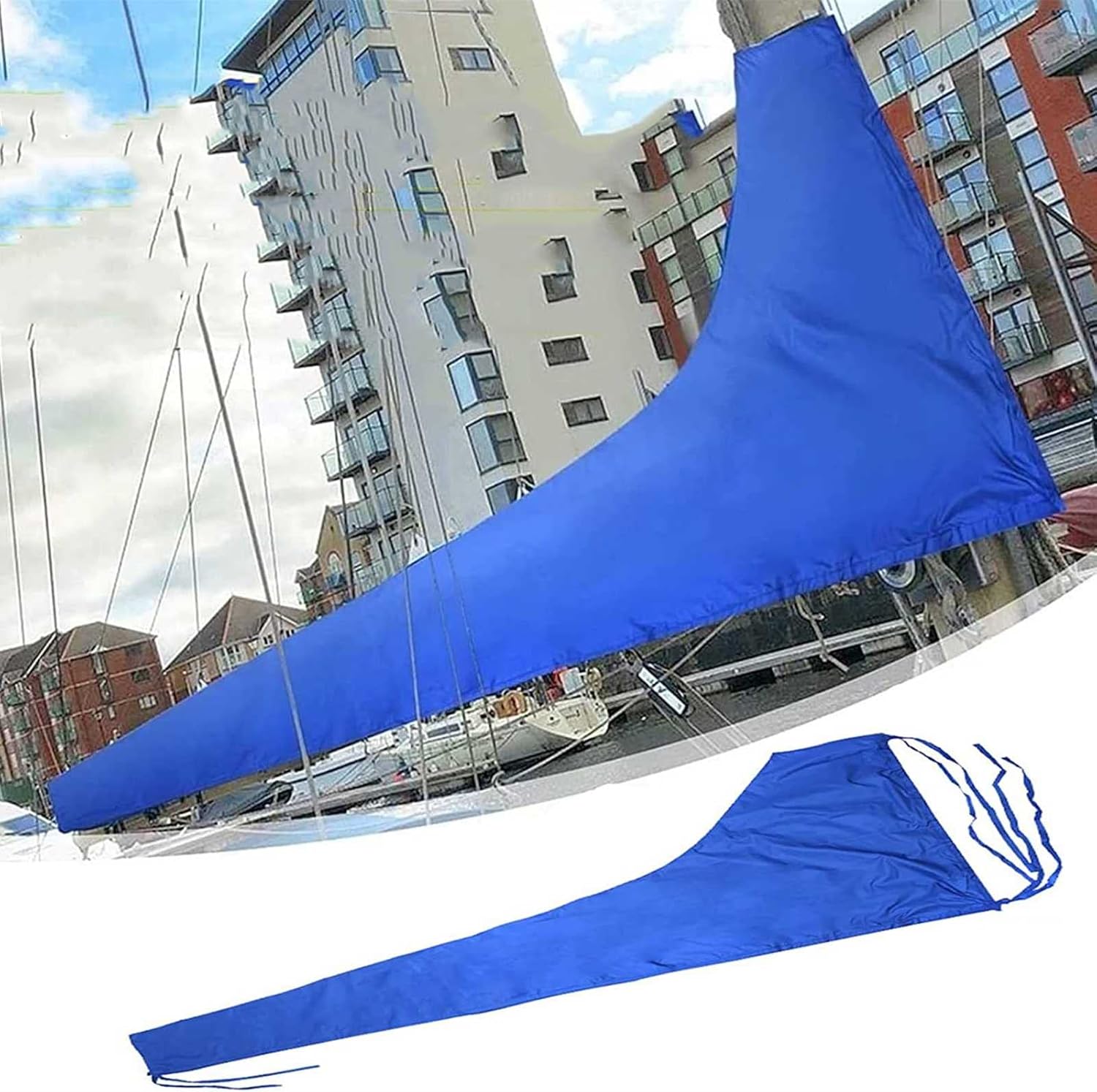 Waterproof 600D Mainsail Boom Cover Anti Scratch Sail Cover Thickened Cloth Snow Cover Seamless Protection Adjustable Strap Blue
