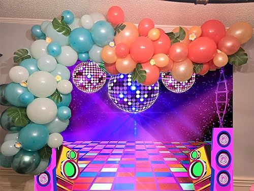 Miniatura 7 de Telón de fondo retro de los años 80 y 90 para fiesta de baile, escenario, baile, música, decoración de fiesta de cumpleaños, DJ, fondo de