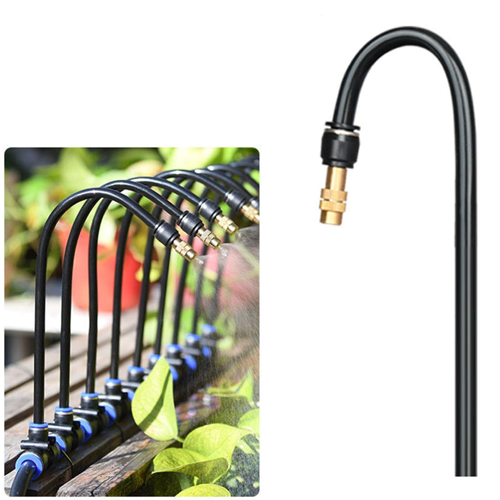 Kit irrigazione Serra nebulizzazione, Tubo PE ugelli atomizzazione Ottone raccordi T, vivaio umidità raffrescamento(394inch/10m/32.8ft)
