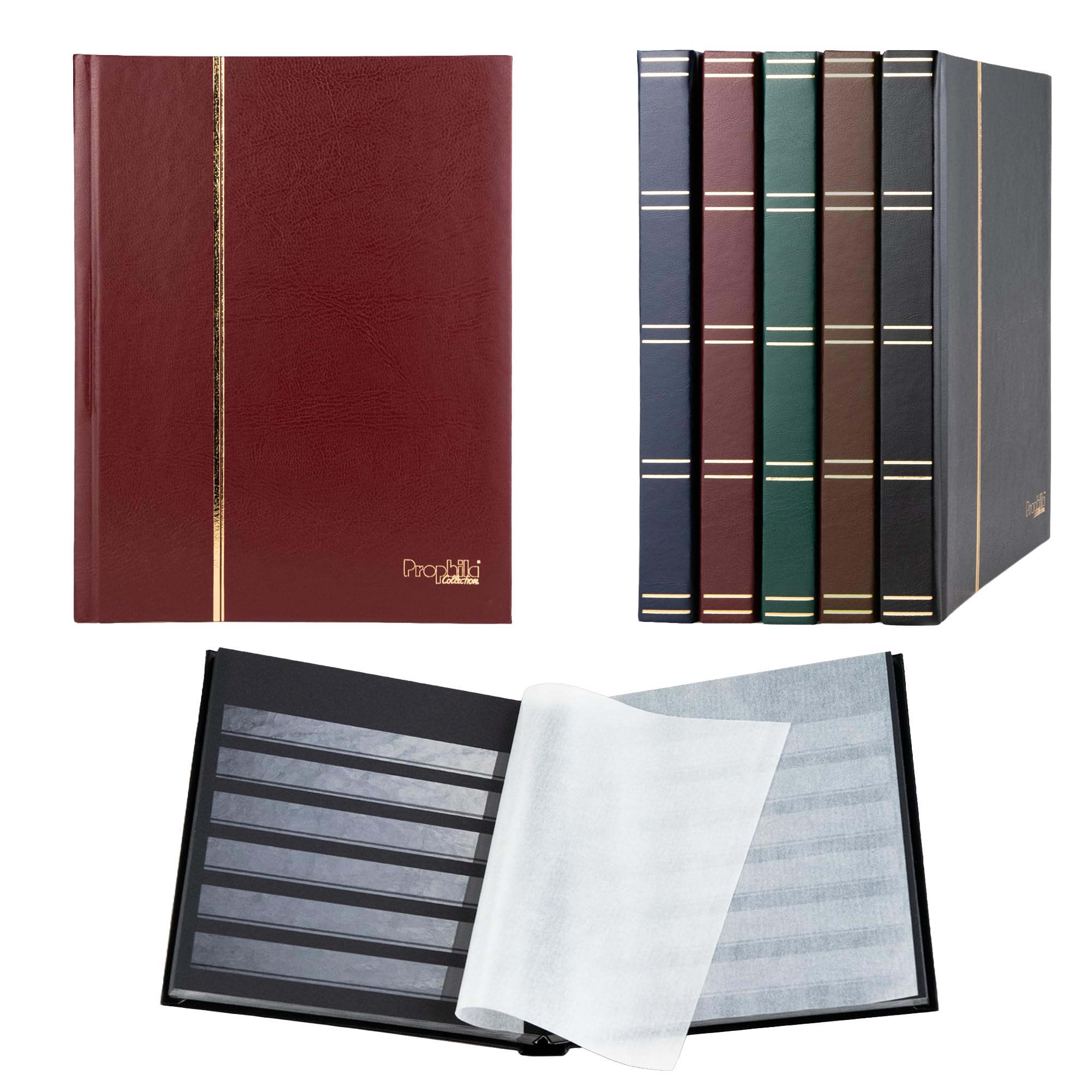 Prophila album pour timbres, 32 pages, intérieur noir (couv. rouge)