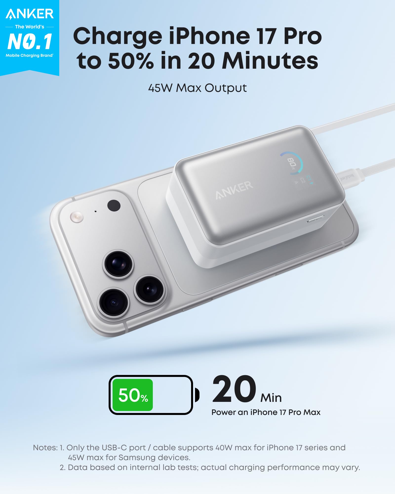 POWERBANK ANKER Nano 10000 MAH 45W con Cable USB-C RETRACTIL