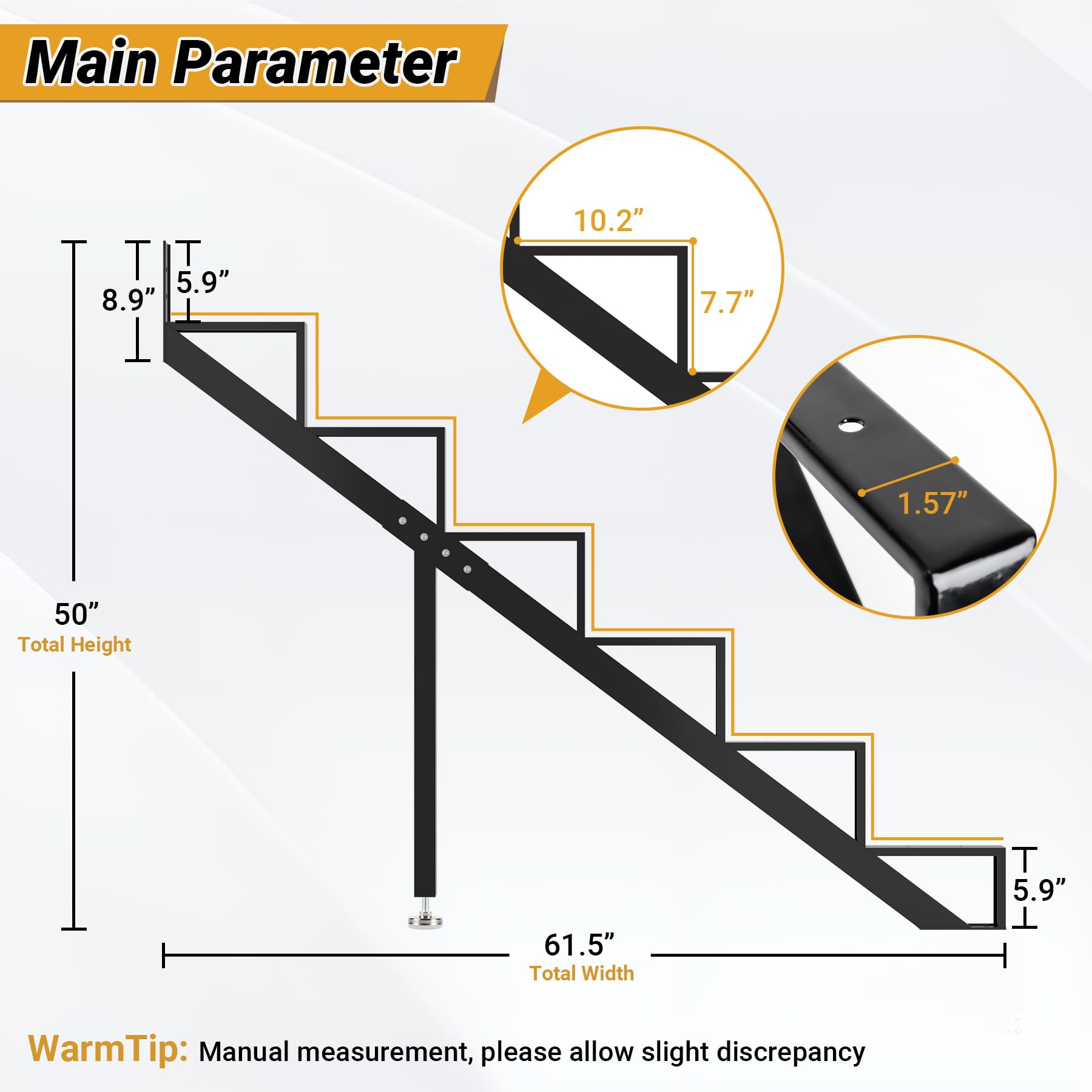 Snapklik.com : Toriexon Steel Stair Step Riser 6-Step, Metal Stair Stringer