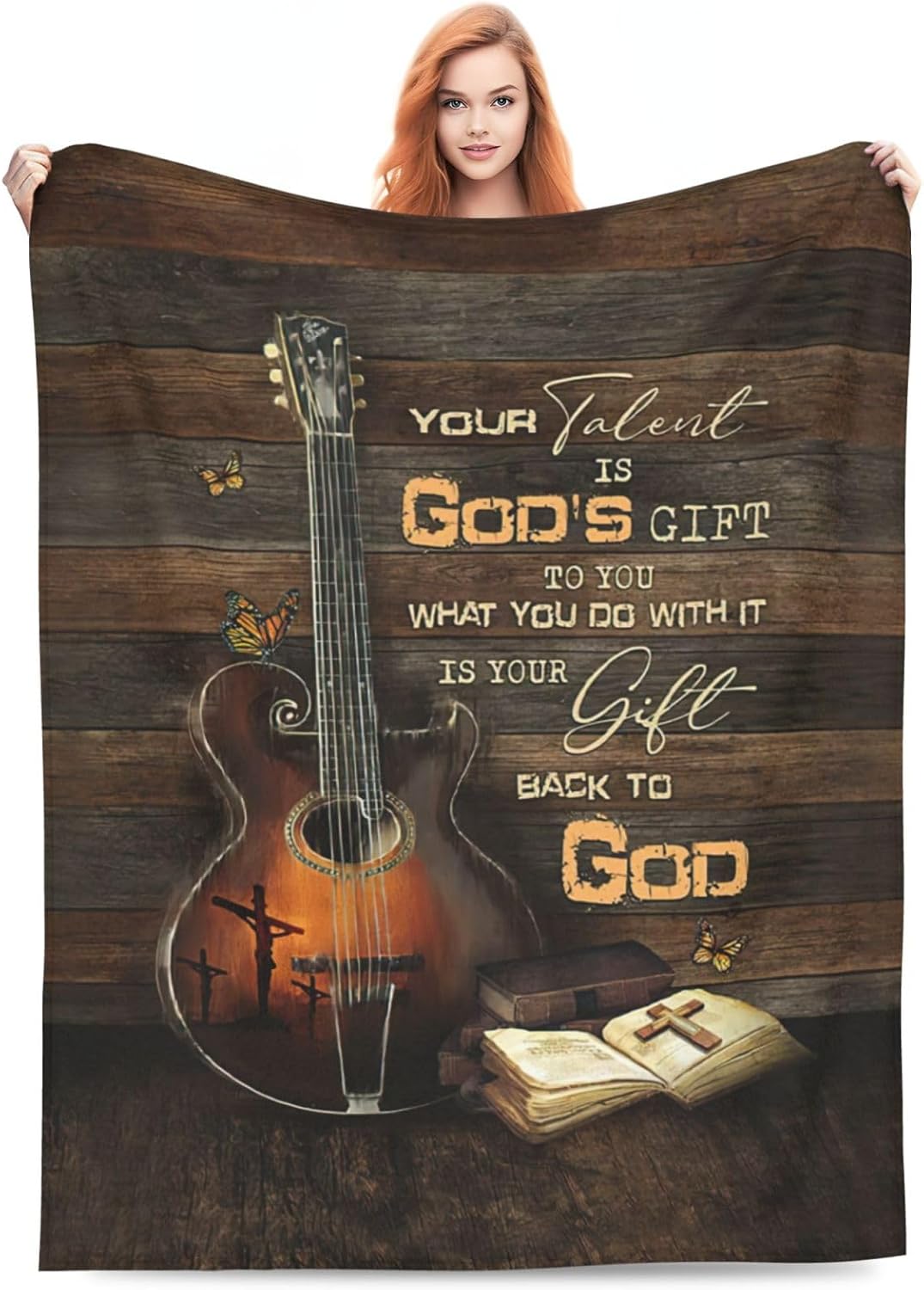 Guitar Gifts Blanket Rock Christian Guitar Decor Throw Blankets Fleece Flannel Plush Lightweight Blanket Music Stuff Gifts for Guitar Players Men Women Boys Girls for Couch Sofa Bed 50"X40" - Image 5