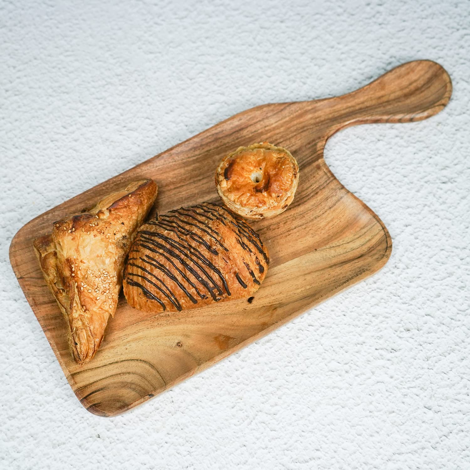 Naayaab Craft Luxury Premium Acacia Wood Serving Tray | Handmade & Handcrafted Serving Platter for Food and Drinks - Size (43 x 19 x 1.7cm)