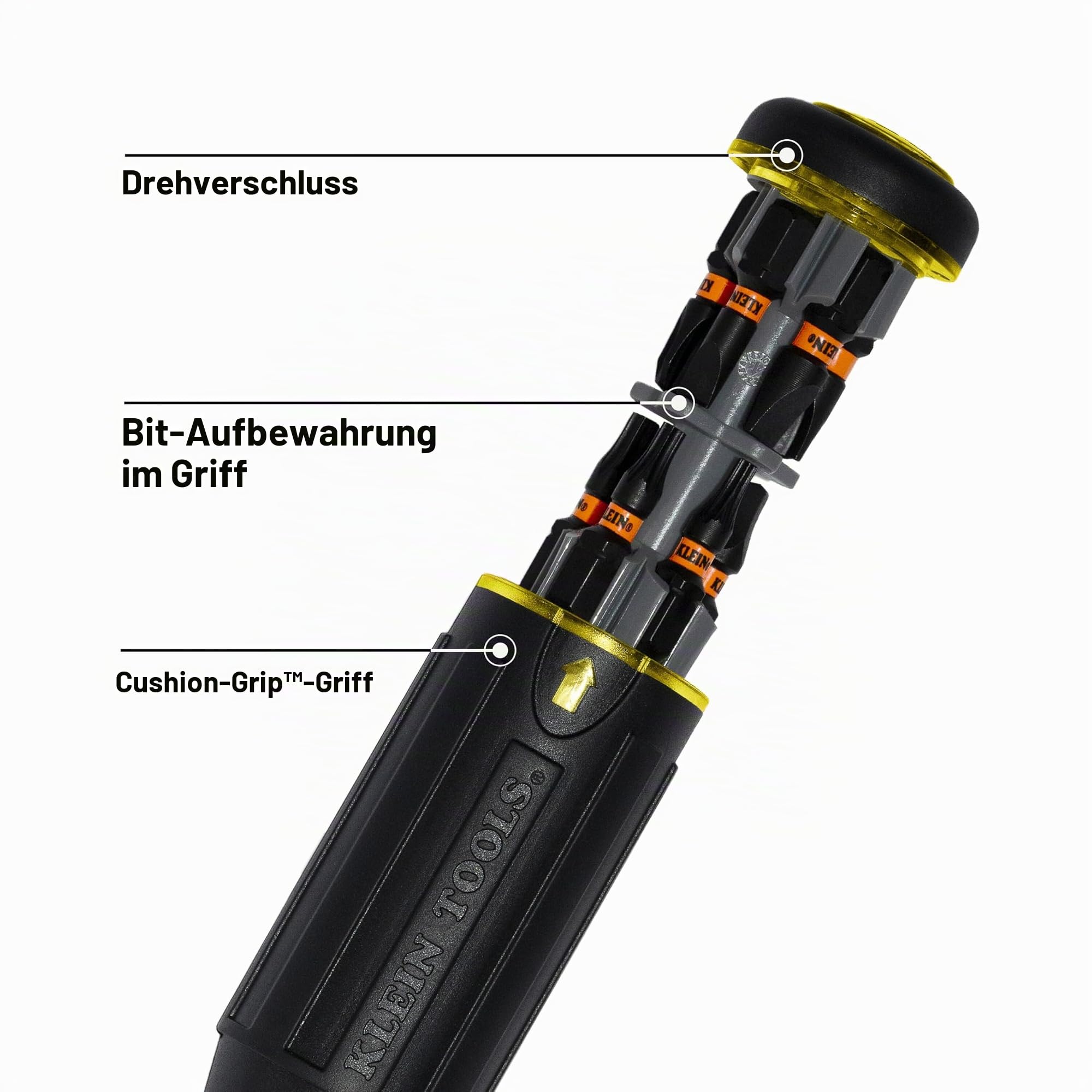 Klein Tools, 32517HD KNECT, 17-in-1 Schlagfester Hybrid-Schraubendreher/Steckschlüssel, Magnetisch, Mit Wechseleinsatz, 11 Bits, 3 Steckschlüssel, Bithalter, Vierkantadapter