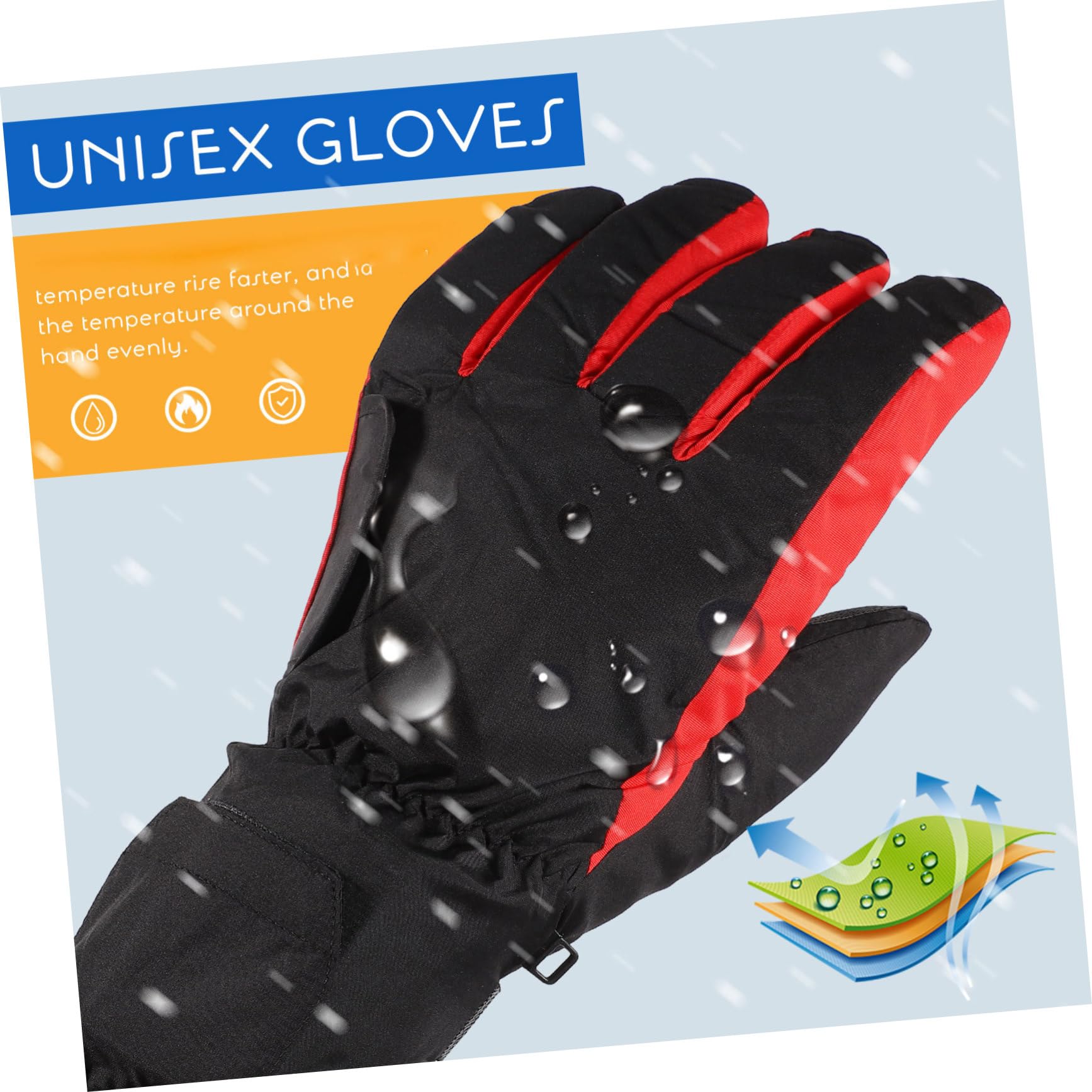 BESPORTBLE Guanti Riscaldati 4.5v 1 Coppia in Poliestere Neri | Riscaldamento Uniforme per Tutta la Mano, Uso Sci e Trekking, Flessibili e Facili da Usare