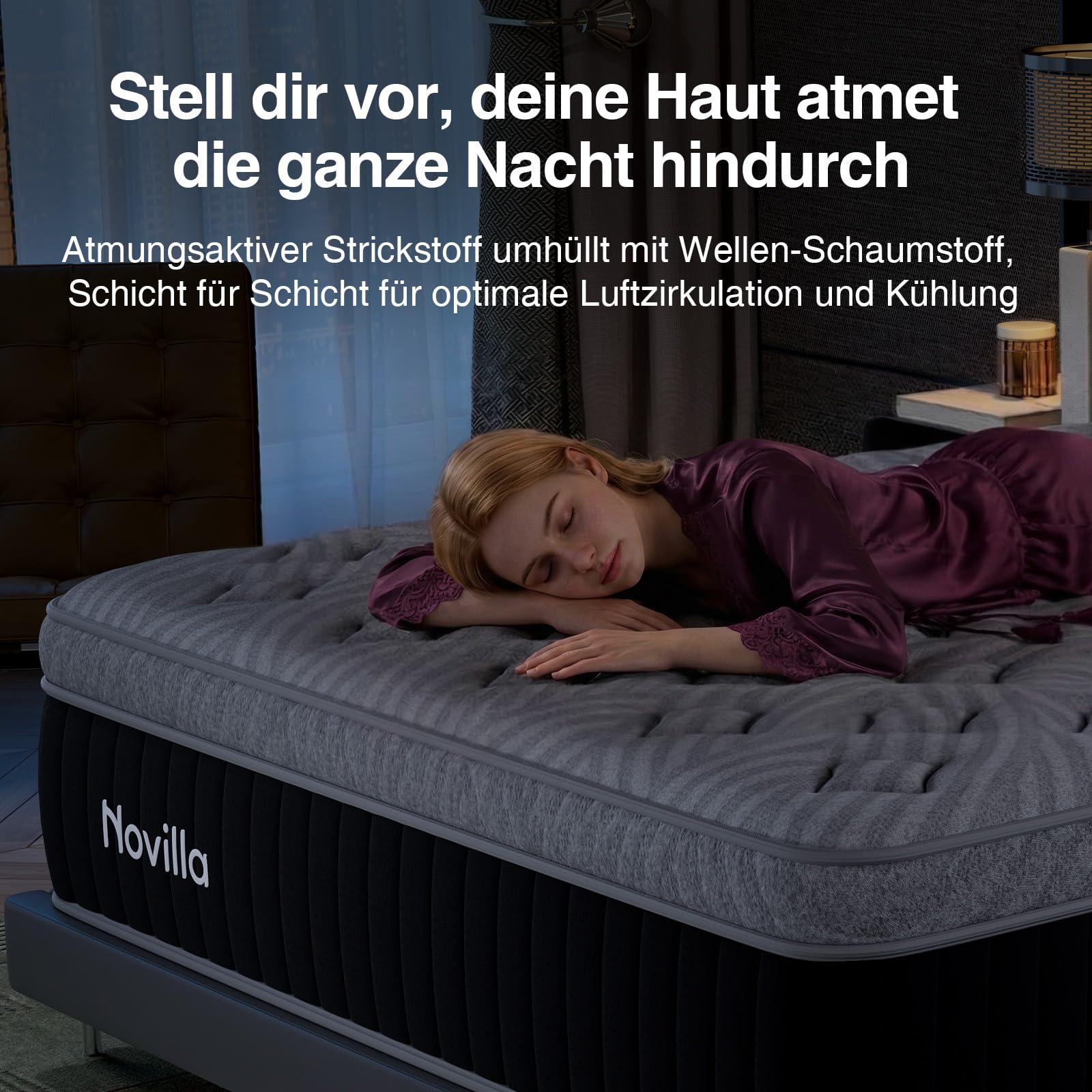 Novilla Matratze 180x200 cm, Härtegrad H3 und H4, 30 cm Höhe 7-Zonen-Stützung Hybrid, Memoryschaum und Federkernmatratze mit Taschenfedern, Kühlende & atmungsaktive Bezug, Öko-Tex Zertifiziert