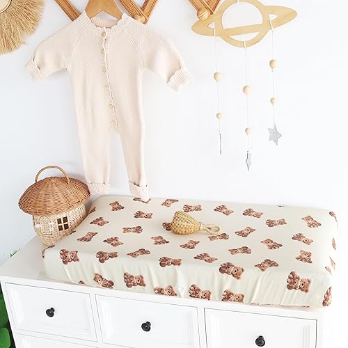 Miniatura 6 de LifeTree Funda para cambiador de pañales para niños y niñas, sábanas ajustables de muselina suave, mezcla de algodón de bambú de 16 x 32 pulgadas,