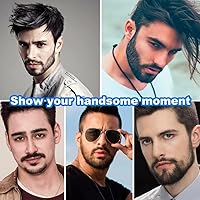 Vista 7 de Barba falsa de cabello 100 % humano, barba facial negra, cabello humano realista, cabello facial atado a mano, encaje invisible, bigote falso