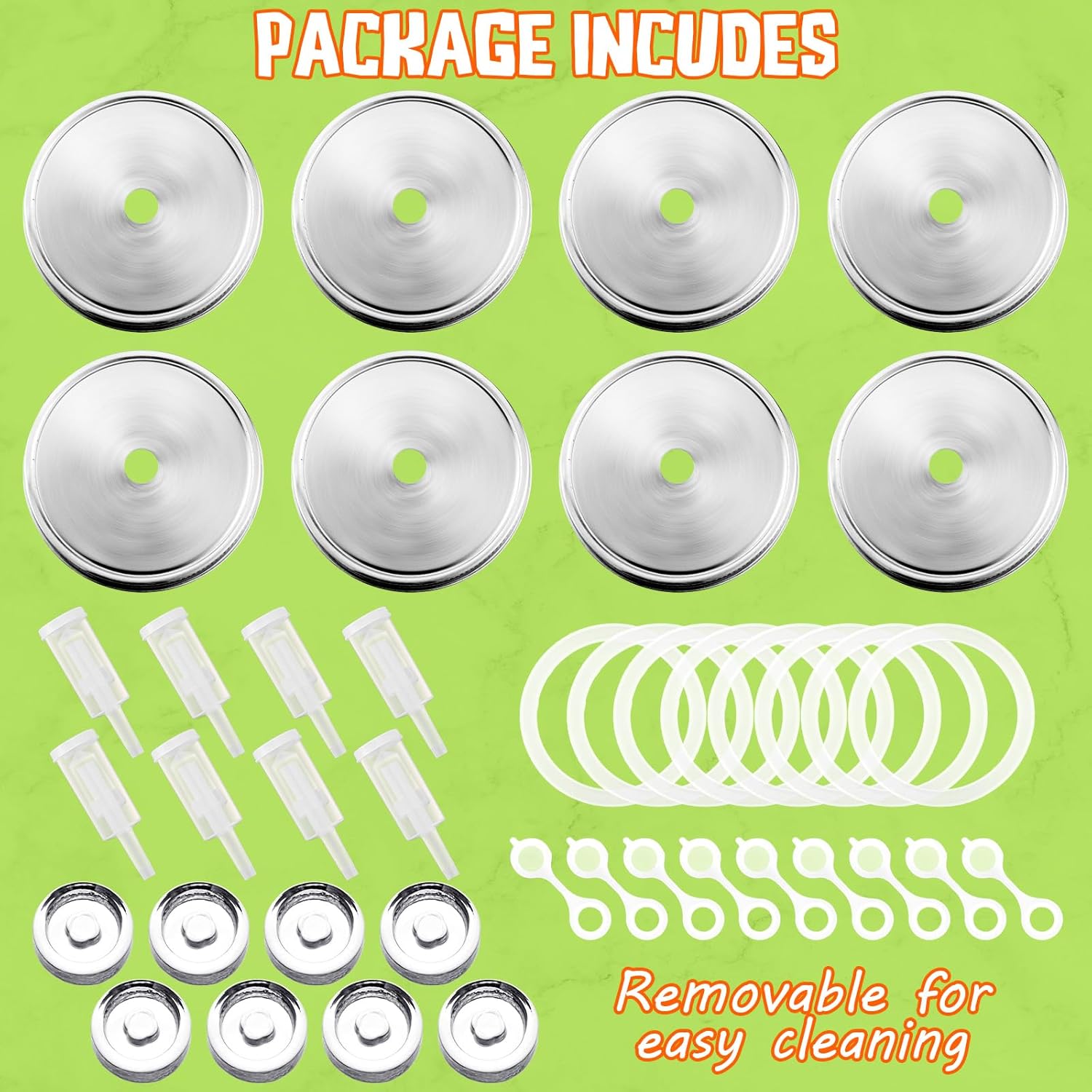 Tessco for you 8 Set Fermentation Kit, Wide Mouth Fermentation Lids and Weights, Airlocks and Silicone Rings for Mason Jars Making and Storing Sauerkraut Probiotic Food (No Jars) - Image 3