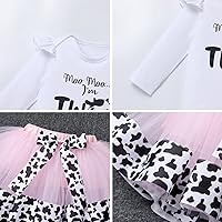 Vista 6 de IBTOM CASTLE Conjunto de ropa para niñas de 1er cumpleaños con diseño de pasteles, falda tutú, diadema y accesorios para fotos Rosa - dos largos