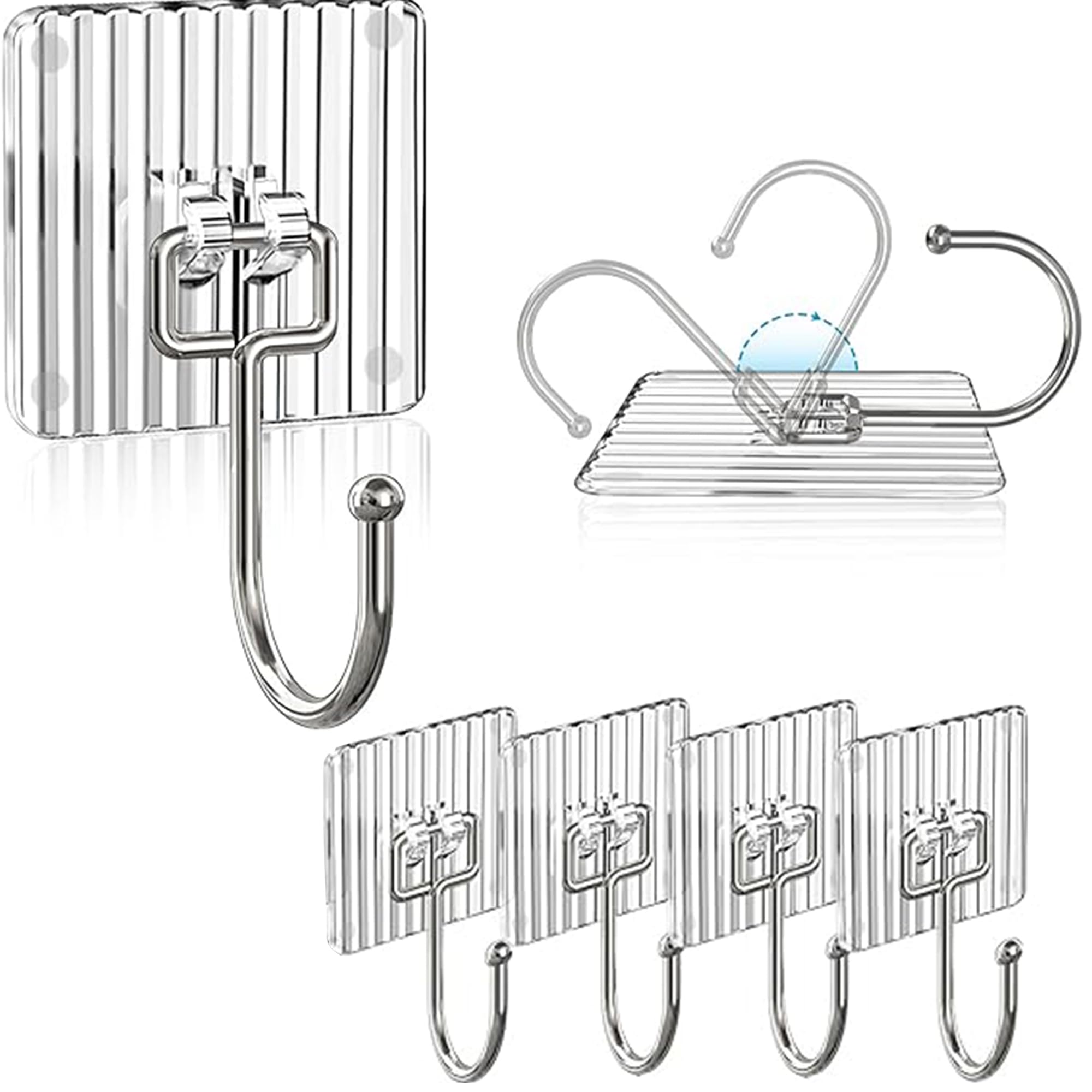 LS16-7 Acrylic Self Adhesive Hooks for Hanging Heavy Duty 24lb, Coat Towel Wall Waterproof Oilproof, Kitchen Home Sticky Utility Large Clear Color Detachable Seamless Mount Hook (5, 5 Large Hooks) (B0D679DMD1) Amazon Price History, Amazon Price Tracker