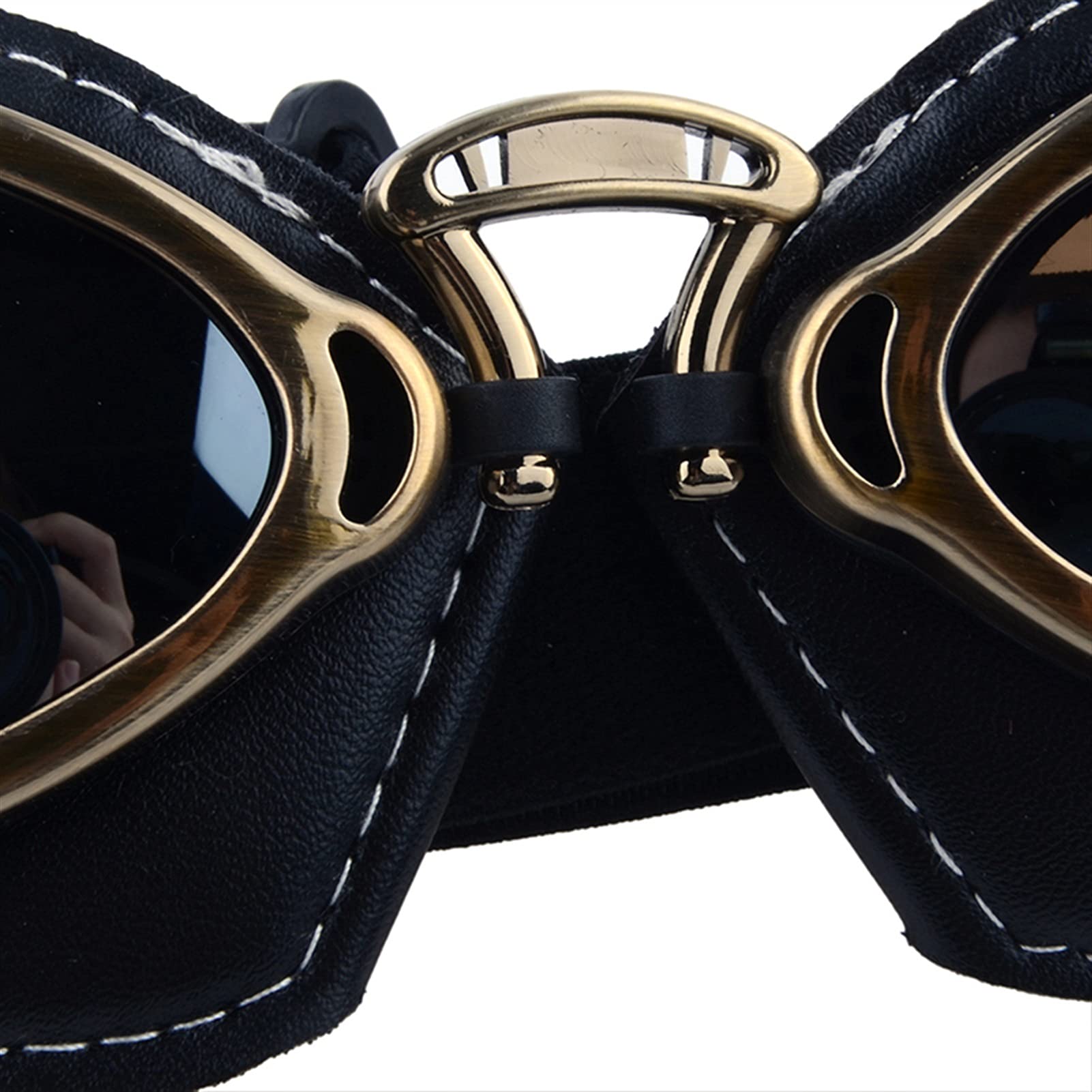 Occhiali Moto,Occhiali da Moto Occhiali da ciclismo da moto retrò Goggles Pilot Aviator Unisex Casco Glasses Racing Protecting Bronze Color Frame Eyeglass Eyewear(Red Lens)