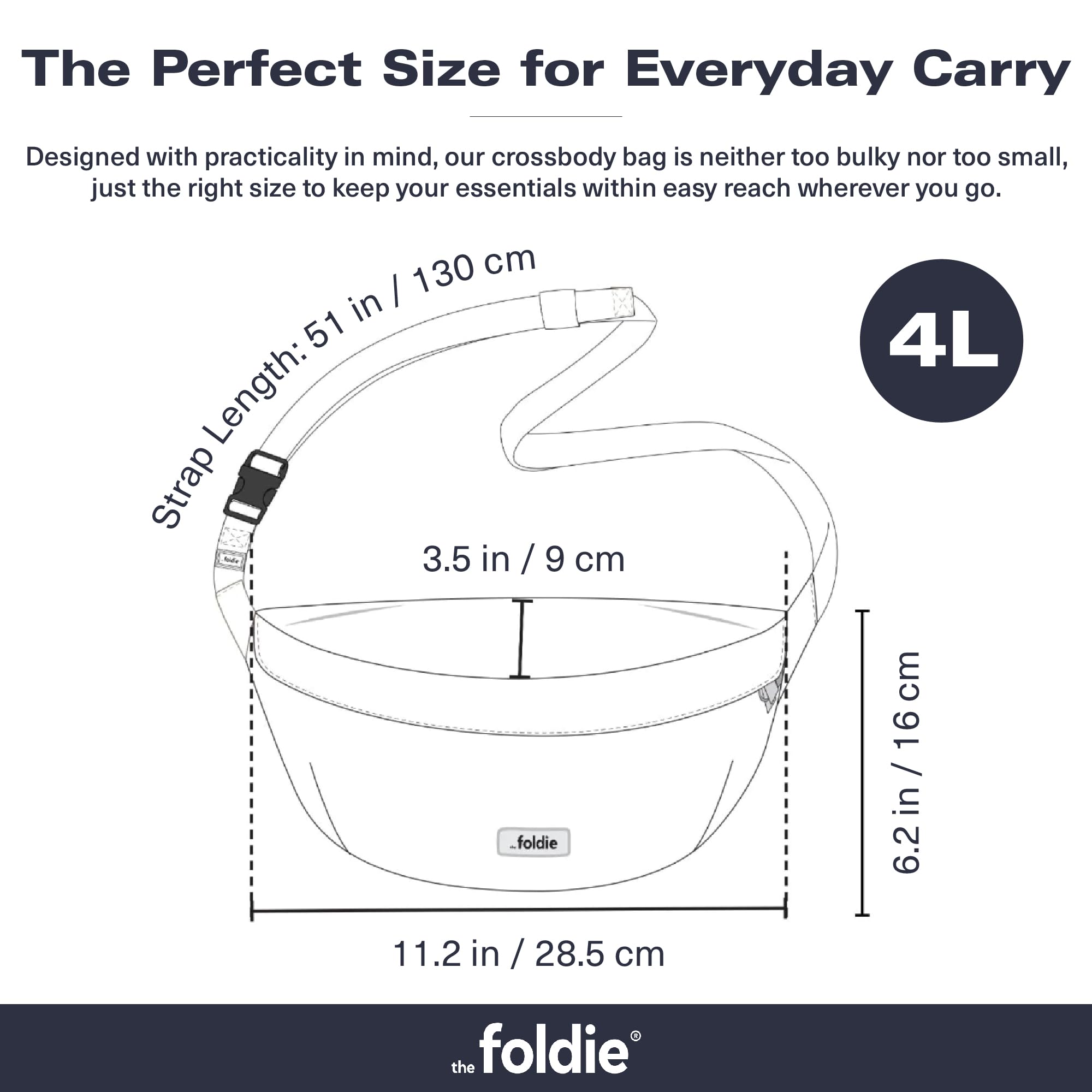 The Foldie Foldable Crossbody Bags for Women & Men - Anti-Theft RFID-Safe Fanny Pack with Smart Lockable Zippers and Cut-Resistant Strap - Lightweight Waist Pack for Travel & Everyday Use - Black